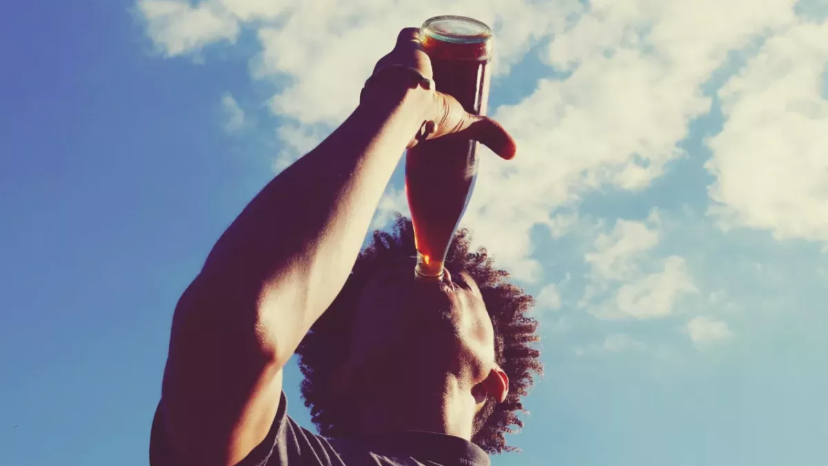 Drinking soda/