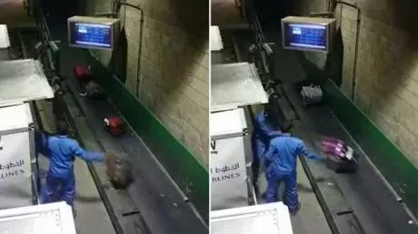 You wouldn't believe how these baggage handlers treat your luggage!