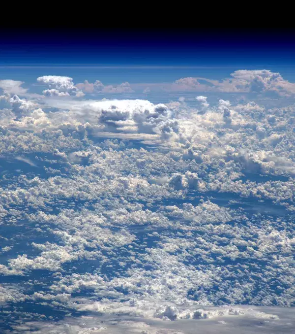 Burgeoning clouds in the atmosphere