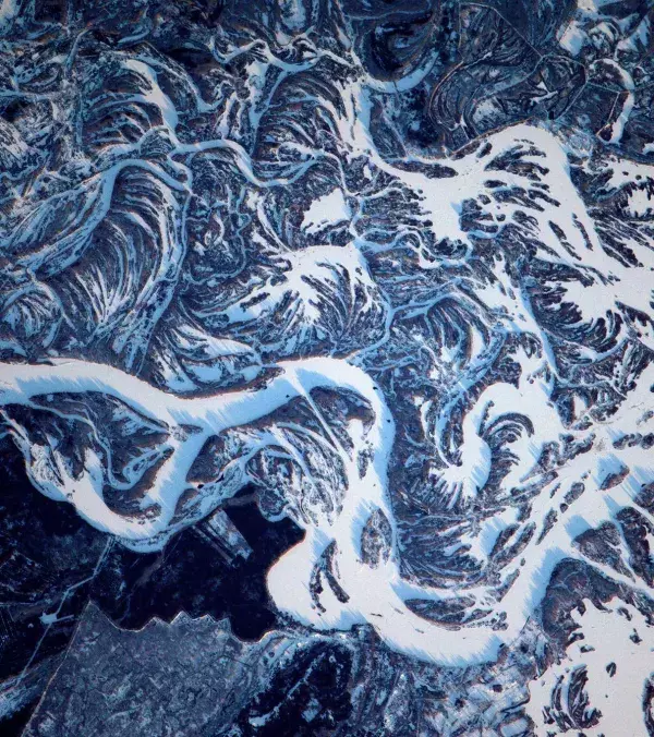 A frozen river north of Kiev, Ukraine