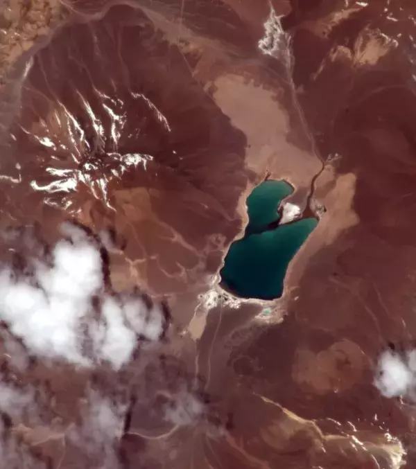 A lake in the middle of the Andes, South America