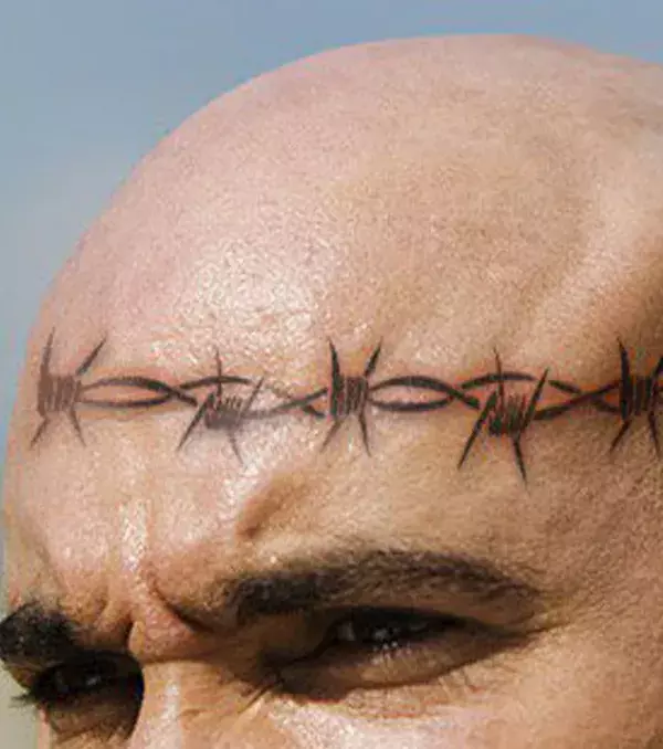 Barbed wire: in prison, each barb represents a year of imprisonment.