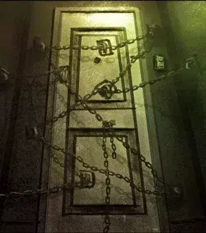The barricaded door