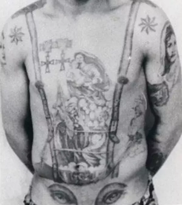 Eyes on the stomach: this means the prisoner is homosexual.