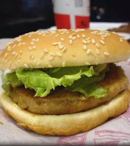 Samurai Pork Burger (Thailand): a pork patty coated with soy sauce