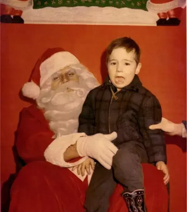 An unfortunate location for this Santa Claus’s hand
